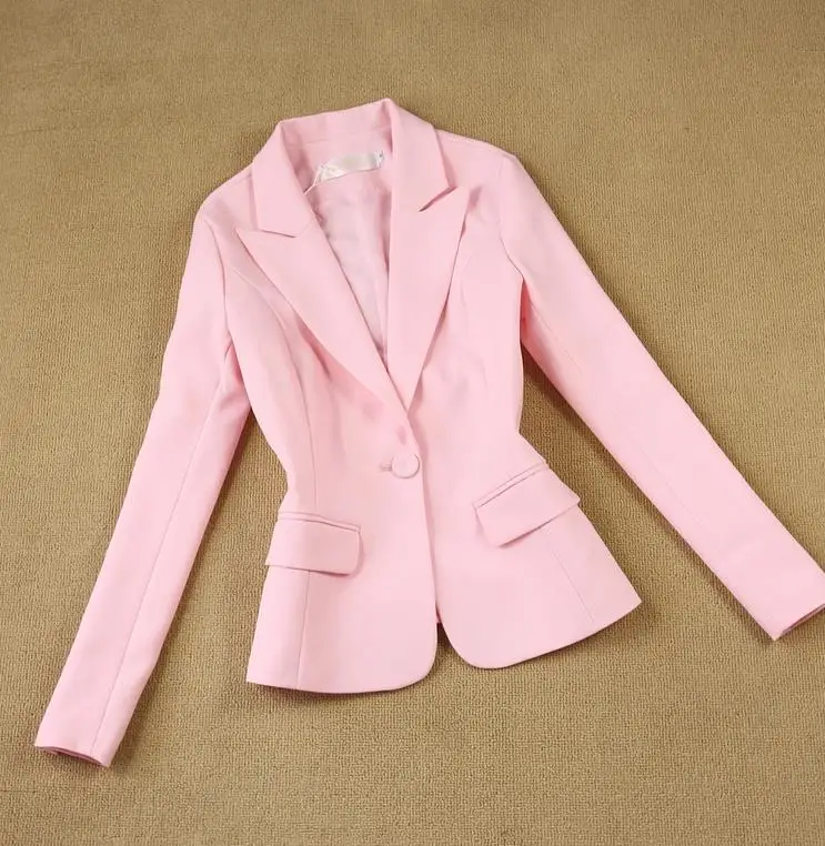 Женский офисный костюм розовый пиджак и брюки комплект из 2 предметов|Брючные