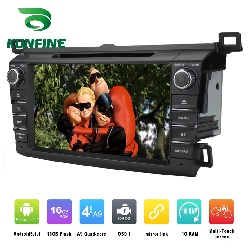 4 ядра 1024*600 Android 5.1 автомобильный DVD GPS навигации игрока стерео для Toyota RAV4 2013-2016