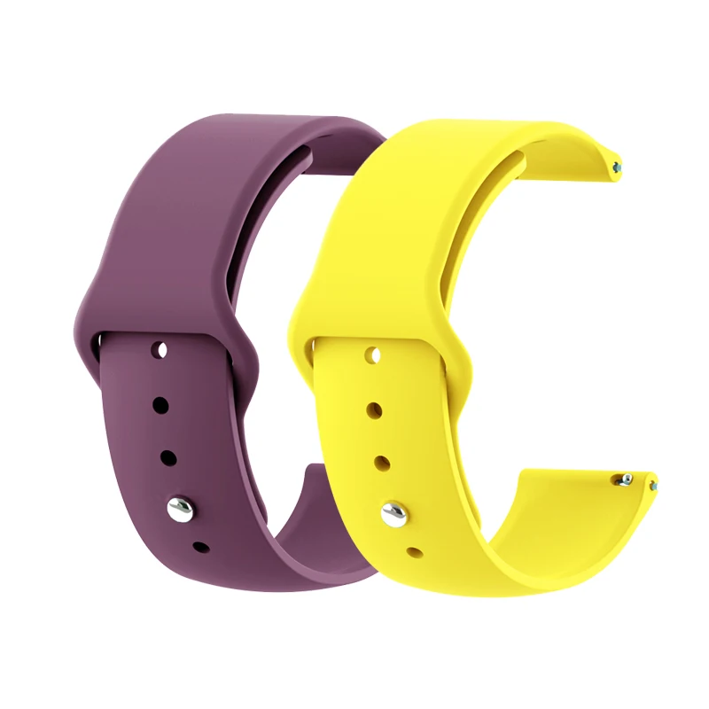 Purple Yellow 18 мм 20 мм 22 мм 2 шт силиконовый ремешок для часов gear S2 ремешок для samsung gear S3 Classic Frontier Galaxy Watch Amazfit Bip браслет - Цвет ремешка: Purple Yellow