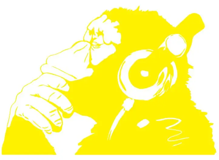 Lemon Yellow G177 Бэнкси виниловая палочка Aufkleber Affe Mit Kopfh& ouml Eine Farbe Affe Musik наклейка орангутанг наклейка в музыкальном стиле настенное украшение - Цвет: Lemon Yellow