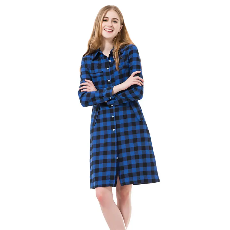 Женская длинная рубашка Dioufond красная клетчатая блузка приталенная Повседневная