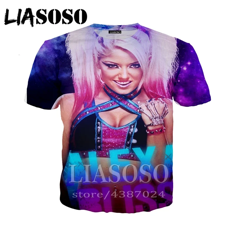 LIASOSO футболка 3D для мужчин/женщин Забавный принт уличная рок костюм Alexa Bliss бокса