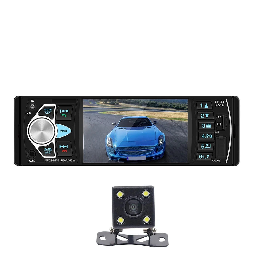 

4.1 Inch 1 DIN HD Car MP5 MP4 Multimedia Player Vehicle-mounted Bluetooth Stereo FM Radio With Rear View Camera Remote Control