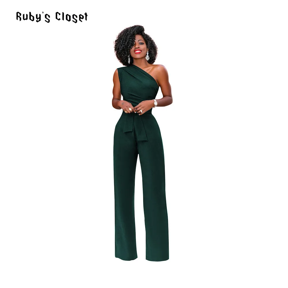 Ruby's Closet сексуальные женские одноплечные широкие комбинезоны с завышенной
