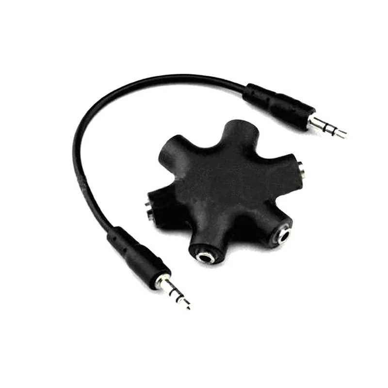 

New 3.5mm Stereo Audio Headphone Headset Earphones Splitter Adapter 1 Male to 5 Female Ports Cable Cord -20