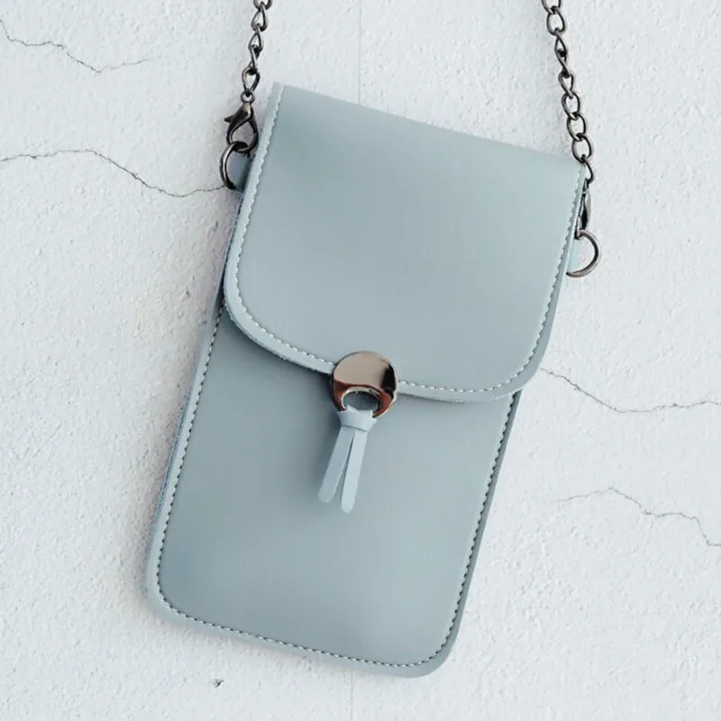LIGHT BLUE Женские кошельки с цепочкой на ремне через плечо, прозрачная сумка, держатель для карт, женская сумка с карманом для сотового телефона, женский клатч-чехол для телефона - Цвет: LIGHT BLUE