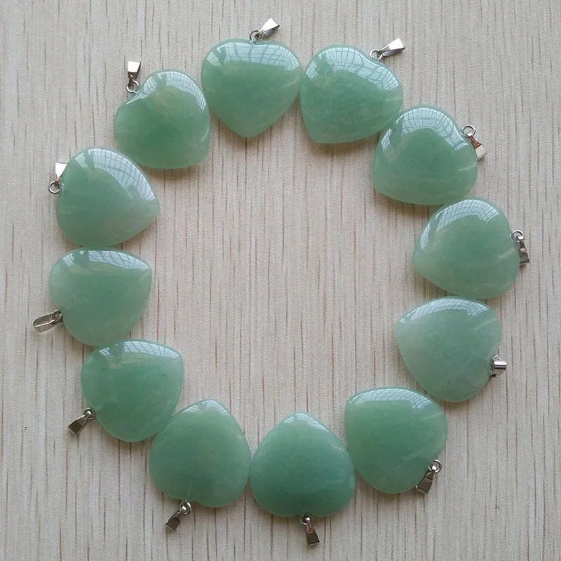 

Wholesale 20pcs/lot fashion hight quality natural green aventurine heart charms pendants 25mm fit necklace jewelry making free