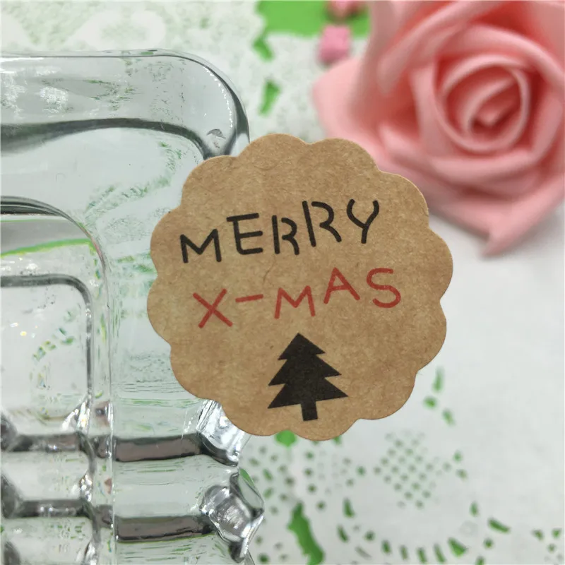 Круглые Праздничные наклейки-крафт-наклейки Merry X-MAS диаметр 3 см 100 шт./лот |