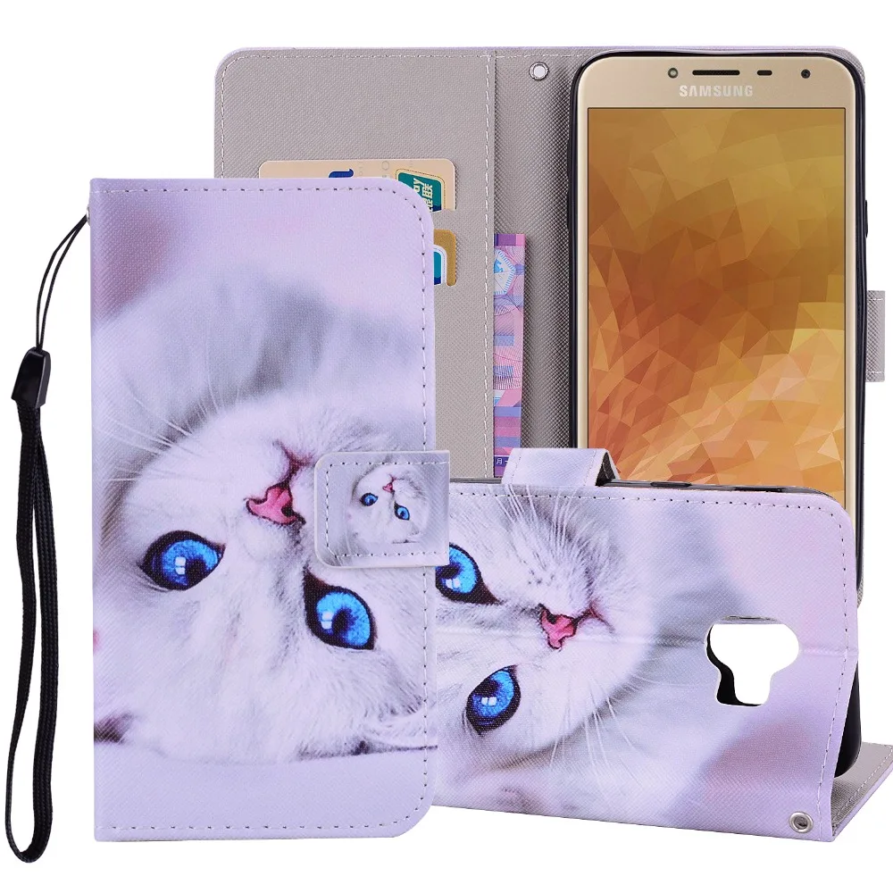 Для Samsung Galaxy J4 J6 2018 EU чехол Панда Сова Корона обезьяна кожаный бумажник откидной