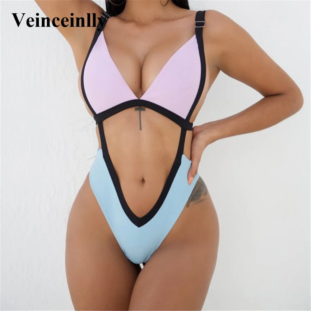 Bather 2020 новый сексуальный слитный купальник с V образным вырезом вырезами для