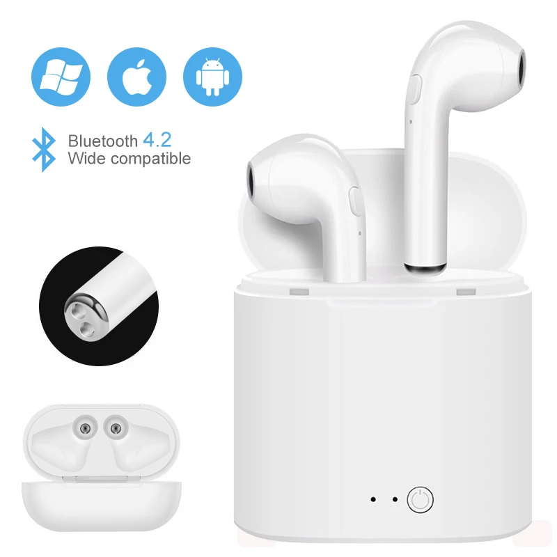I7 i7s TWS мини беспроводные Bluetooth наушники-вкладыши стерео наушники с зарядным устройством микрофон для всех смартфонов
