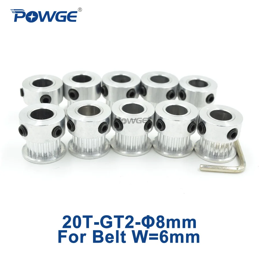 Шкив ГРМ POWGE 20 зубьев 2 Гт м отверстие 8 мм ширина 6 мгт GT2 открытый синхронный