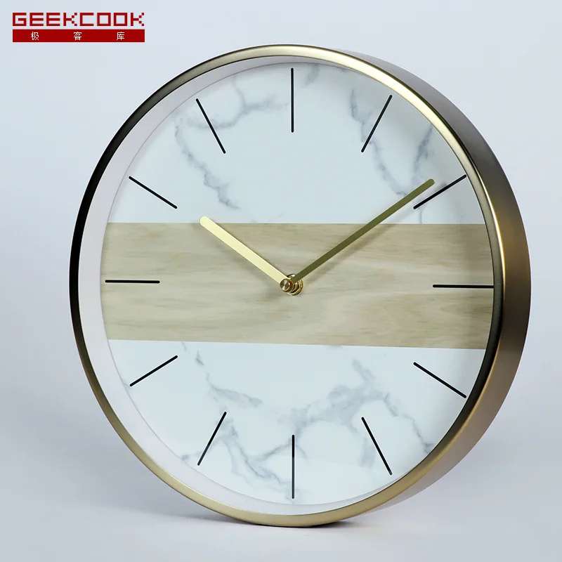 Современные настенные часы Geek Library с мраморным деревянным зерном: жесткие и