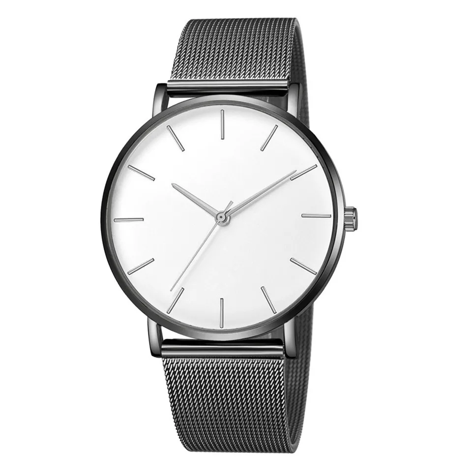 Black Silver white Популярные мужские часы в стиле милитари, минималистичные часы из розового золота, спортивные аналоговые кварцевые часы, брендовые Relogios Reloj Hombre Montre Homme - Цвет: Black Silver white
