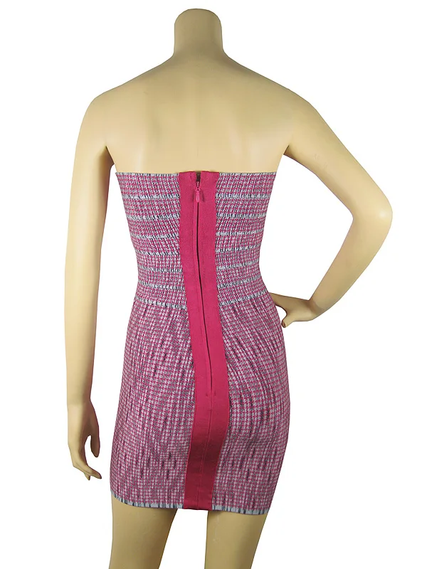 

Top Quality Strapless Bandage Dress Pink Sexy Women Fashion Night Club Summer Spring Party Dresses Elegant Celebrity