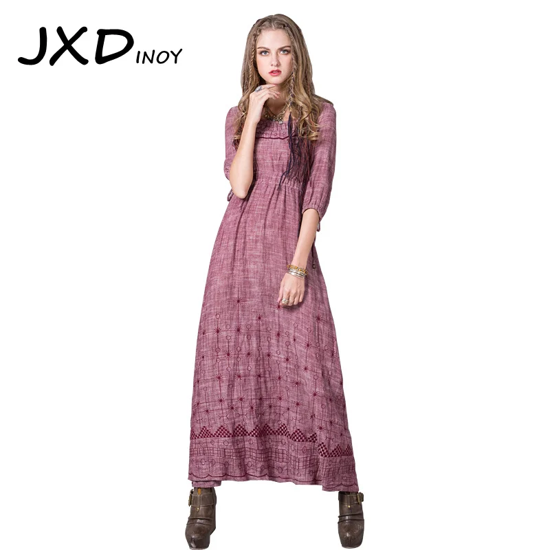 Jxdinoy 2018 Лето Boho новый хлопок белье вышивка платье красивая Фонари с круглым