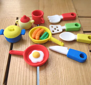 Eraser Set Kawaii милые Ластики для детей, резиновый набор ластиков для фруктов, тортов, овощей, еды - Цвет: Eraser Set