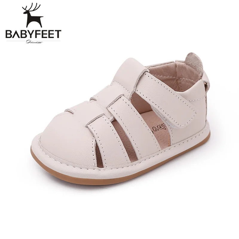 Babyfeet бренд 2018 летние пляжные сандалии дети с закрытым носком малыша мода Обувь из