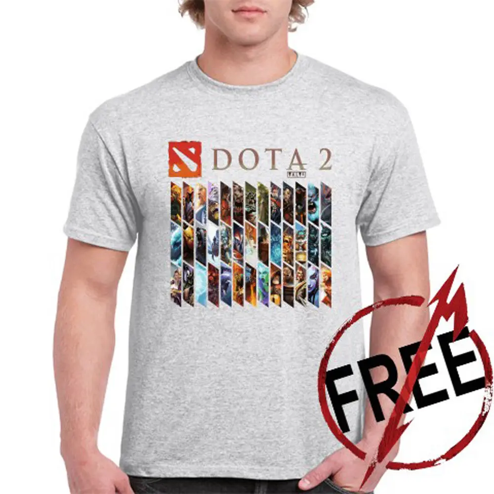 DOTA 2 герои логотип Защита древних мужчин серая футболка размер мультфильм