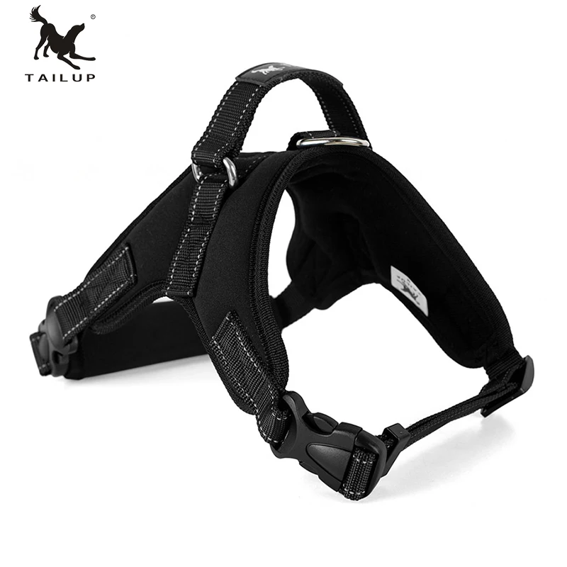 TAILUP S-XXL, большой Поводок для собак, полицейский воротник K9, высококачественный Регулируемый жилет, тренировочный жилет для собак, ремни для седла - Цвет: Neoprene Black
