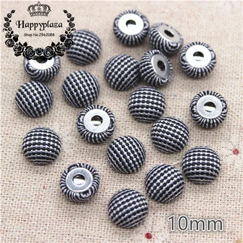 10mm 50pcs 50 шт 10 мм/12 мм полупросверленная точечная линия, покрытая тканью, круглая пуговица для домашнего сада, поделки из кабошона, скрапбукинга, шарик для волос, центр - Цвет: 10mm 50pcs