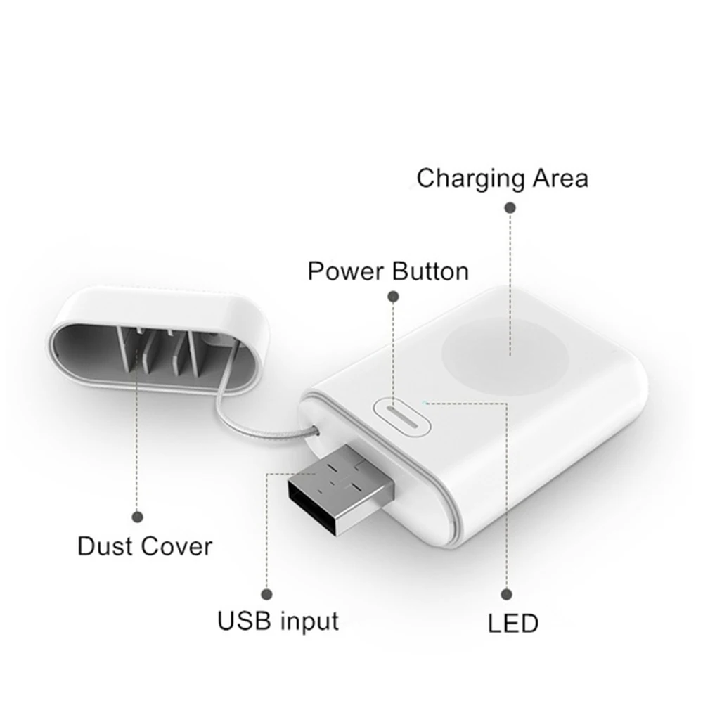 Беспроводное зарядное устройство power Bank для i Watch 4, 3, 2, 1, портативное мини-зарядное устройство, внешняя зарядная док-станция для Apple Watch 1, 2, 3, 4