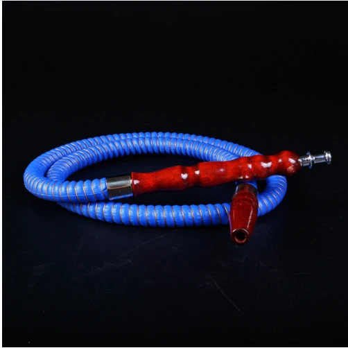 Арабский кальян шланг с деревянным стержнем и силиконовой трубой Sheesha наргиле, кальян шланг для кальяна всего 1 м длиной - Цвет: blue