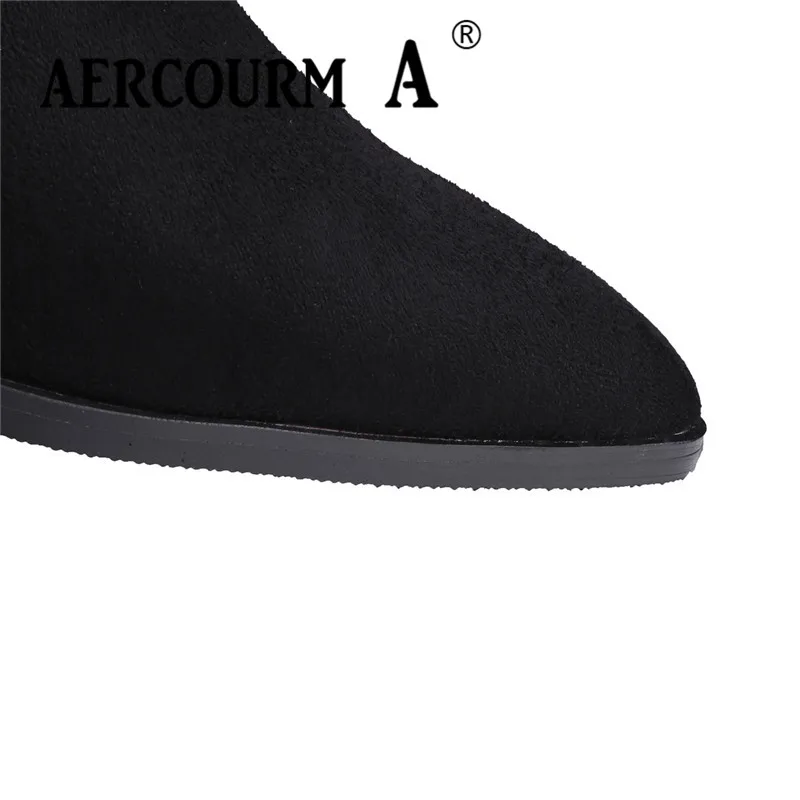 Aercourm A 2018 г. Для женщин из флока ботфорты зимние однотонные Цвет сапоги Плюшевые