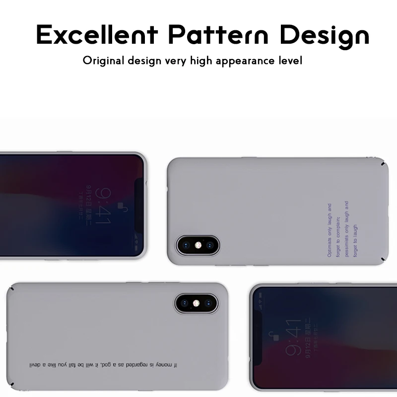 ADKO Ultra Slim Soft Touch PC Case For iPhone X xs max Matte Simple Phone Cement Grey Color Cover Coque XR |