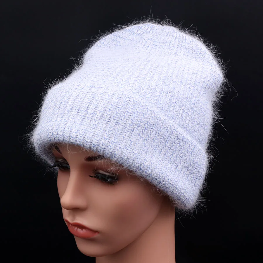 Осенне зимние женские вязаные шапки бини одноцветные повседневные толстые