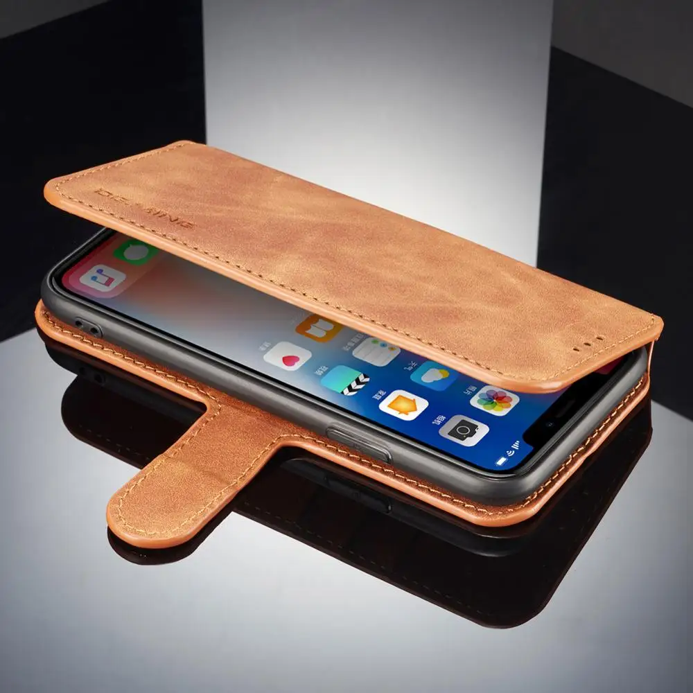DG. MING ретро кожаный чехол для iPhone XR XS MAX чехол роскошный Флип Магнитный чехол-кошелек для iPhone 11 Pro Max чехол 3 отделения для карт