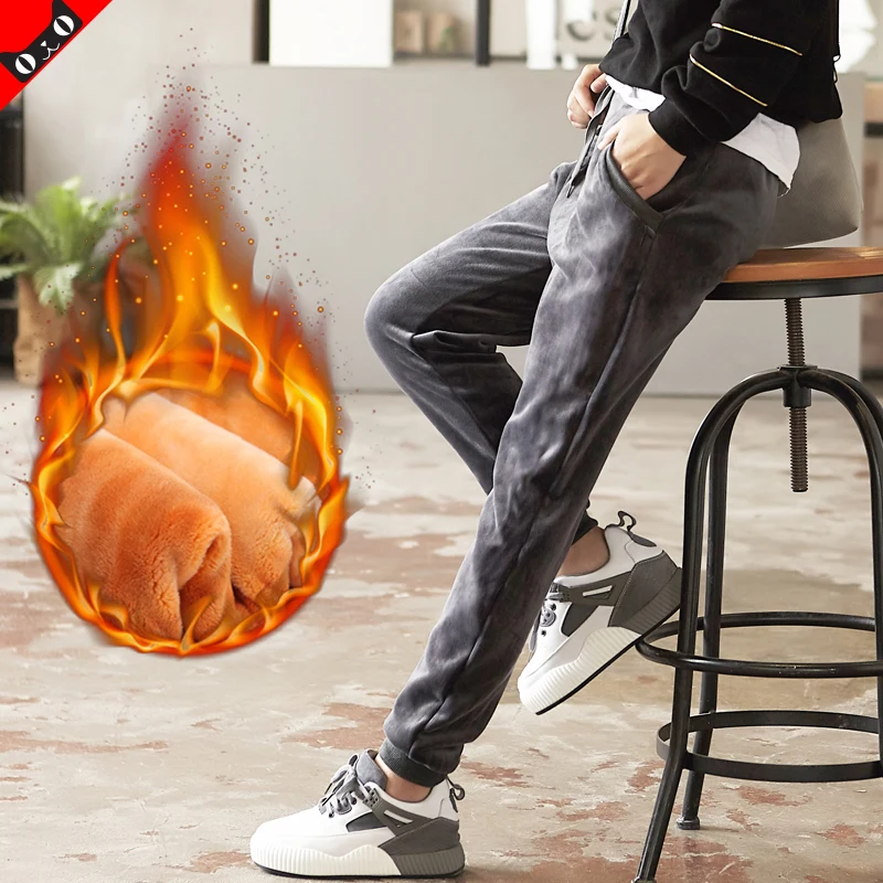 Gold Velvet Plus Cashmere Pants Thick Winter High Waist Elastic Casual Solid Color Warm Trousers Halen Mujer MZ2019 | Женская одежда