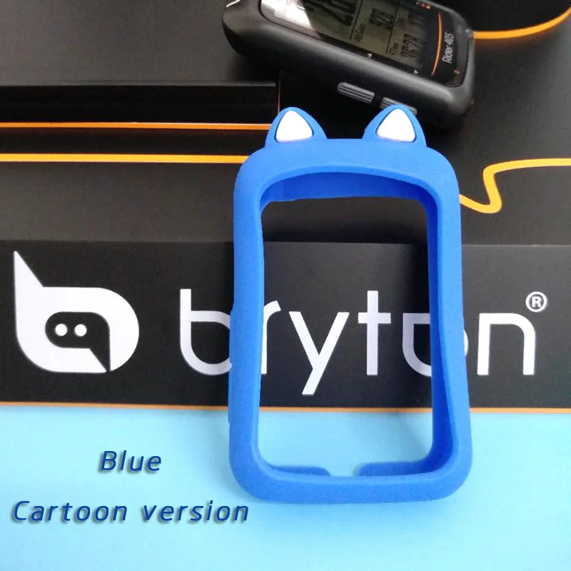Blue cartoon Bryton Rider 450 Rider 410 велосипедный Компьютер Силиконовый чехол мультяшный резиновый защитный чехол+ HD пленка(для Bryton 405 410 450 - Цвет: Blue cartoon