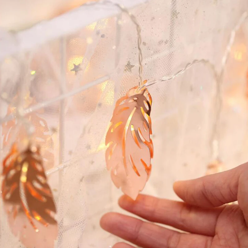 Светодиодная гирлянда с золотыми перьями рождественсветильник светильник