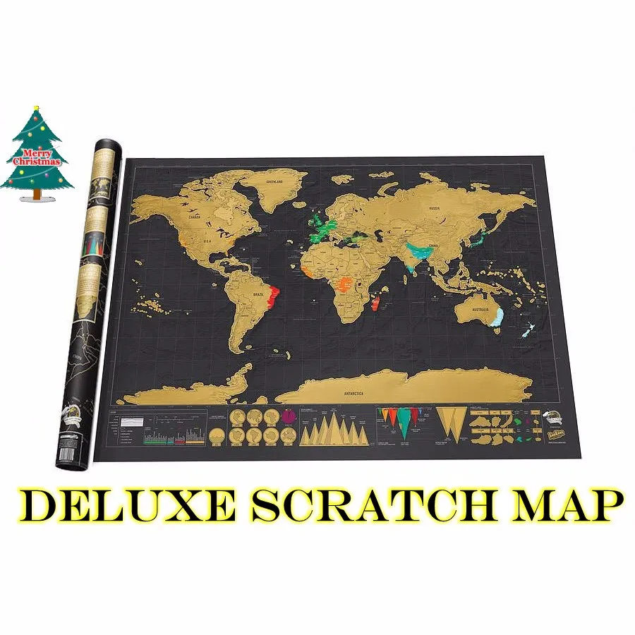 

42x30cm Travel Deluxe Scratch off Map Erase black World mapa For kids Traveler Geography creative Gift wall Poster mundi rascar