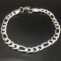 22cm steel color jewelry stainless steel mens womens bracelet figaro chain link italian diy jewelry making accessories