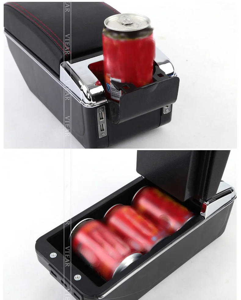 Vtear для Honda Brio автомобильный подлокотник USB коробка для хранения стильный кожаный подлокотник центральная консоль аксессуары для интерьера авто