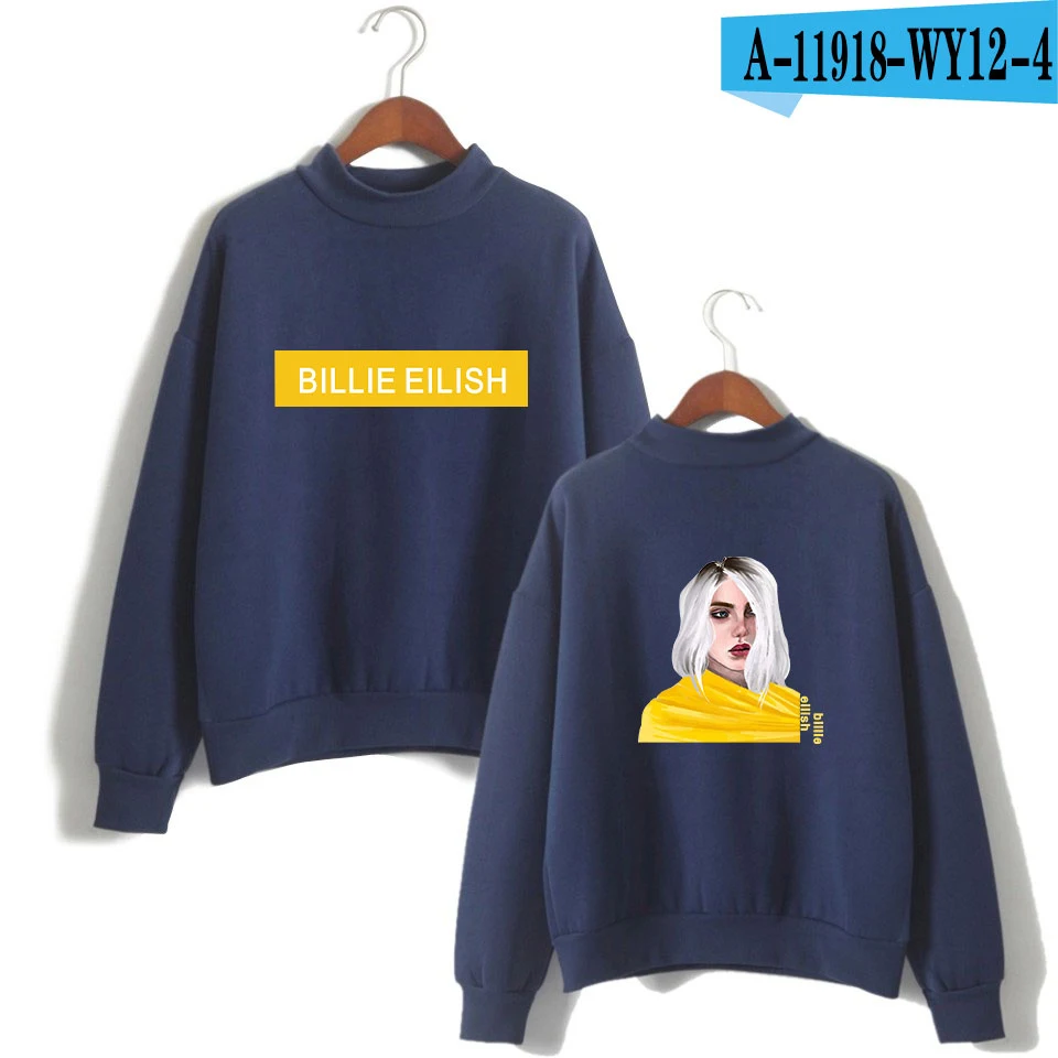 Billie Eilish водолазка толстовки Kpop Harajuku Женская одежда оверсайз хип-хоп Bangtan Одежда для мальчиков Новая мода - Цвет: navy