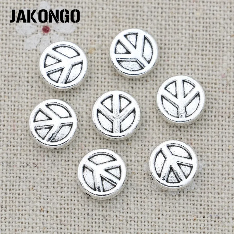 JAKONGO 20 шт. античное посеребрение знак мира разделительные бусины для