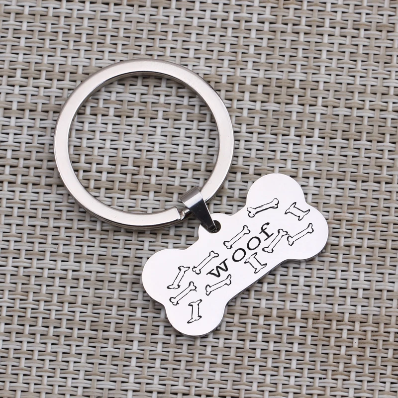 Брелок в форме кости с гравировкой Woof подарок для домашних животных любимого