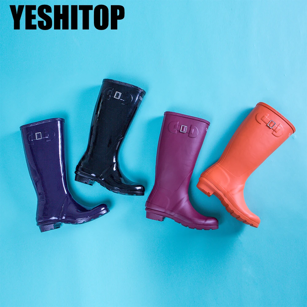 Фото Демисезонные высокие резиновые сапоги до колена для мужчин и женщин 4 цвета|boots