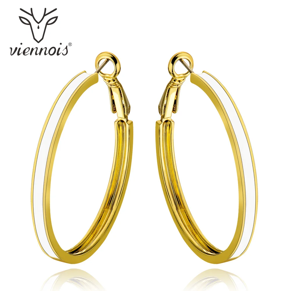 

Viennois Big Round Earrings for Women Large Circle Gold Huggie Hoop Earrings Fashion Jewelry Elegant Wedding Gift Bridal
