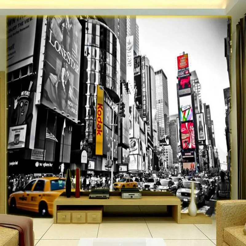 Wellyu пользовательские большие фрески Ретро черный и белый Нью-Йорк Таймс квадрат