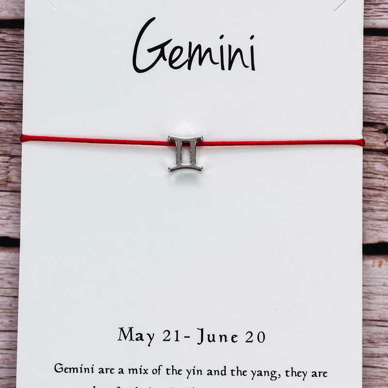 Женский браслет с надписью Wish Card Gemini регулируемый Красной веревкой