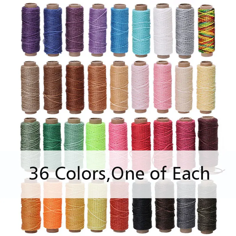 36 Colors 36 цветов 1 мм ширина 150D 50 м, шитье из кожи вощеная нить, обувь плоский вощеный ремешок строчка ручная строчка черный коричневый желтый - Цвет: 36 Colors