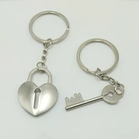 hot creative heart shaped lock key metal key ring pendant creative key chain valentines day promotion small gift keychain