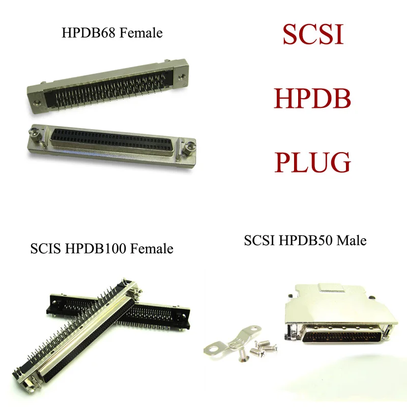 1pcs SCSI 50 Pin 50P 68Pin 100Pin HPDB50 HPDB68P HPDB100P MDR Male Female Connector Plug Adapter