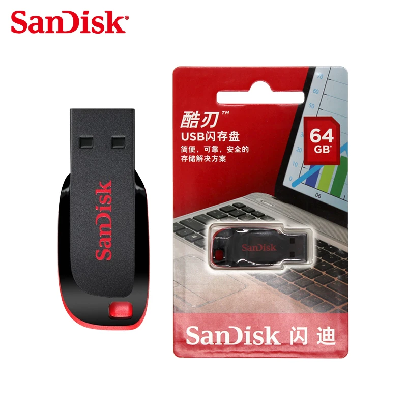 SanDisk Cruzer Лезвия CZ50 USB Flash Drive 128 ГБ 64 ГБ 32 Г 16 ГБ 8 ГБ Pen Drives USB 2.0 Поддержка официальная проверки