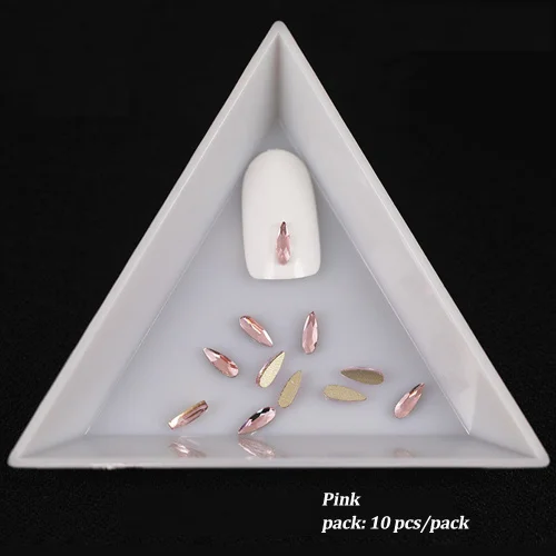 Pink 10 шт Стразы для ногтей, блестящие украшения, Кристальные блестки, капли воды для ногтей, драгоценные камни, цветные украшения, плоская задняя часть, декор для ногтей TR1007 - Цвет: Pink