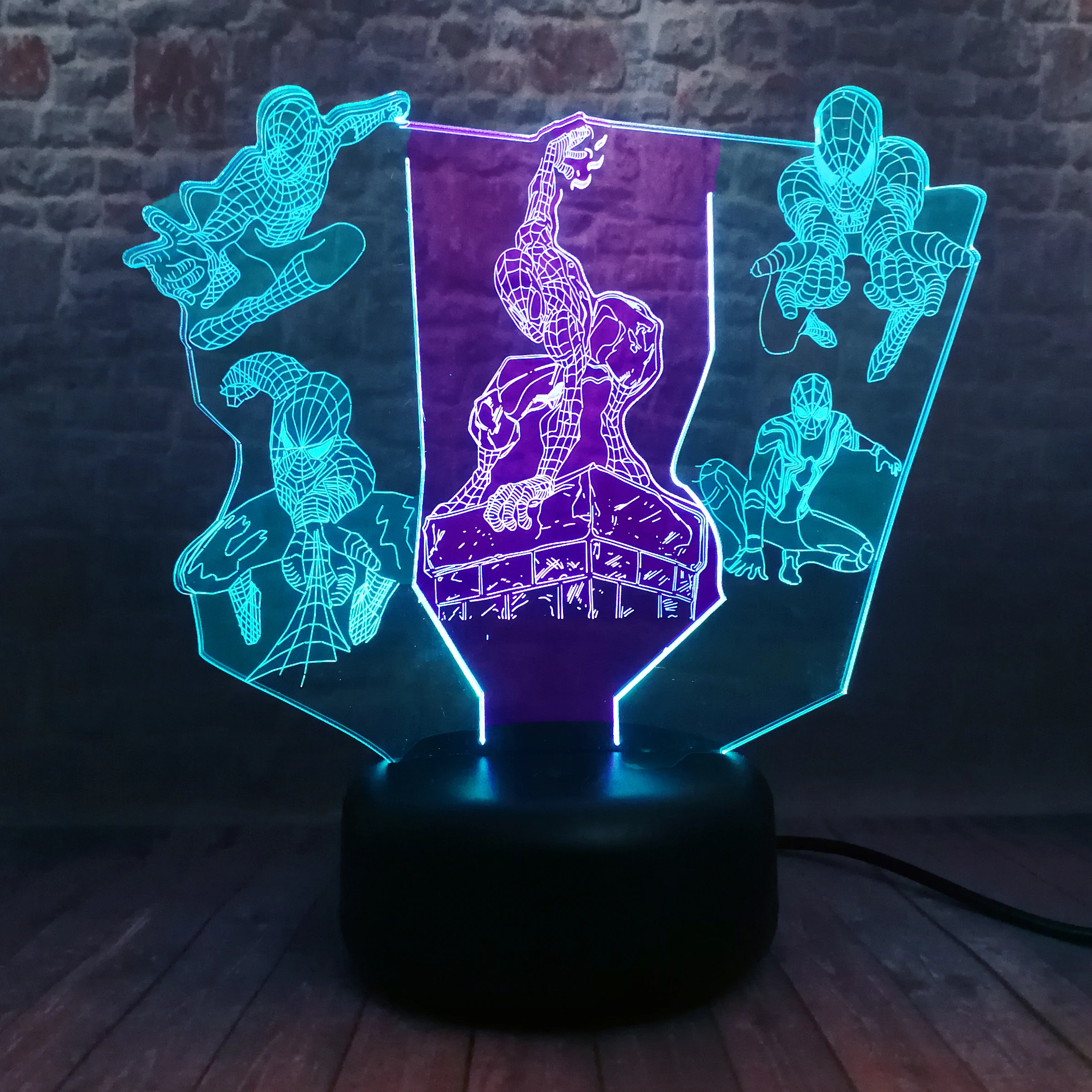 Мстители легенды Фигурки Человека паука модель 3D иллюзия ночник LED 7 смешанных